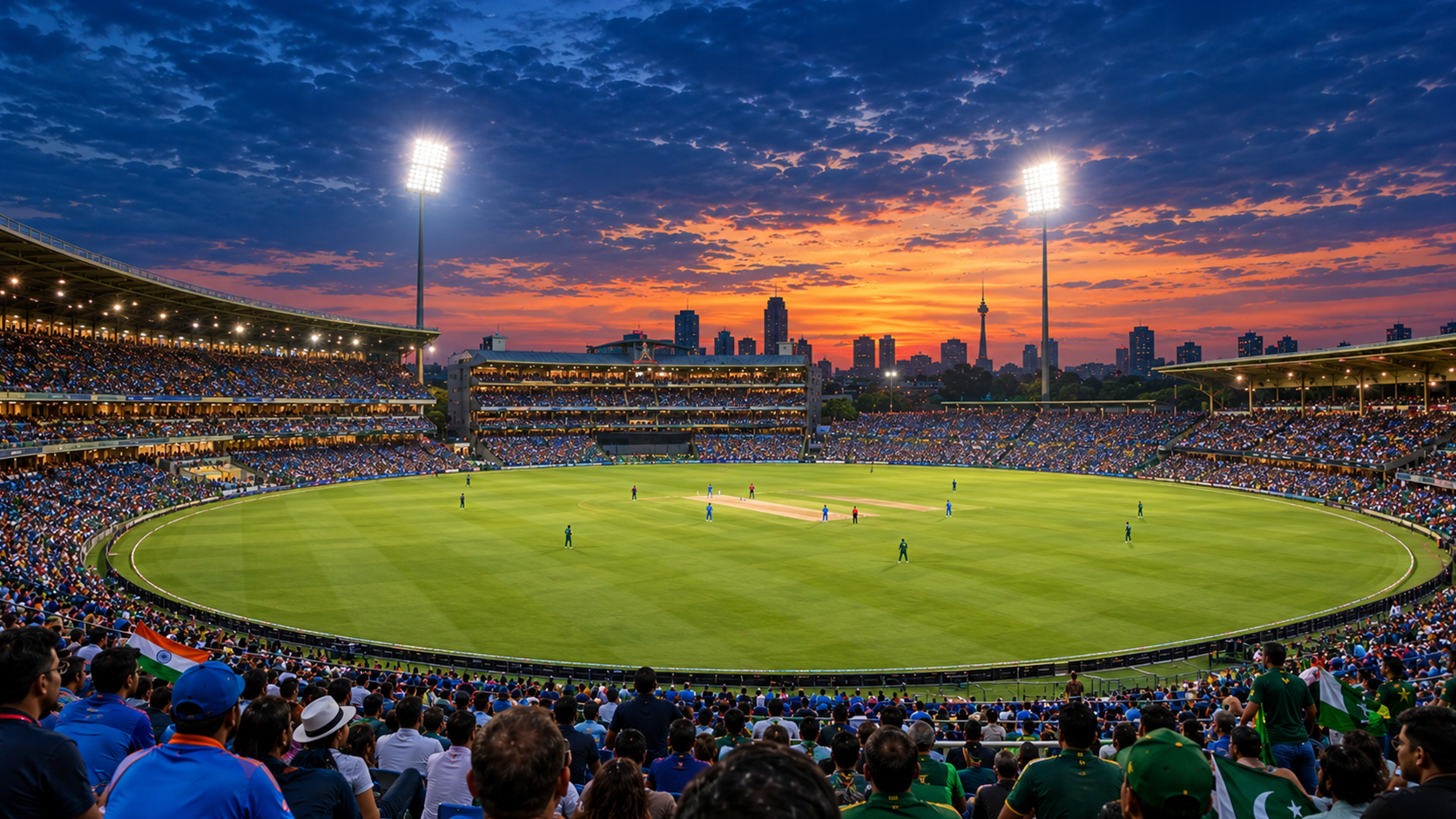 Illustration of match day at the Wanderers cricket ground in Johannesburg